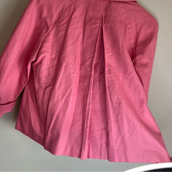 Talbots Linen Blend Blazer Barbie Pink Trapeze Style Women’s Size 14 3/4 Sleeve - Picture 12 of 14